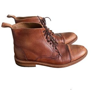 TAFT ROME BROWN PEBBLED LEATHER LACE UP MENS BOOT SIZE EU 42 US 9